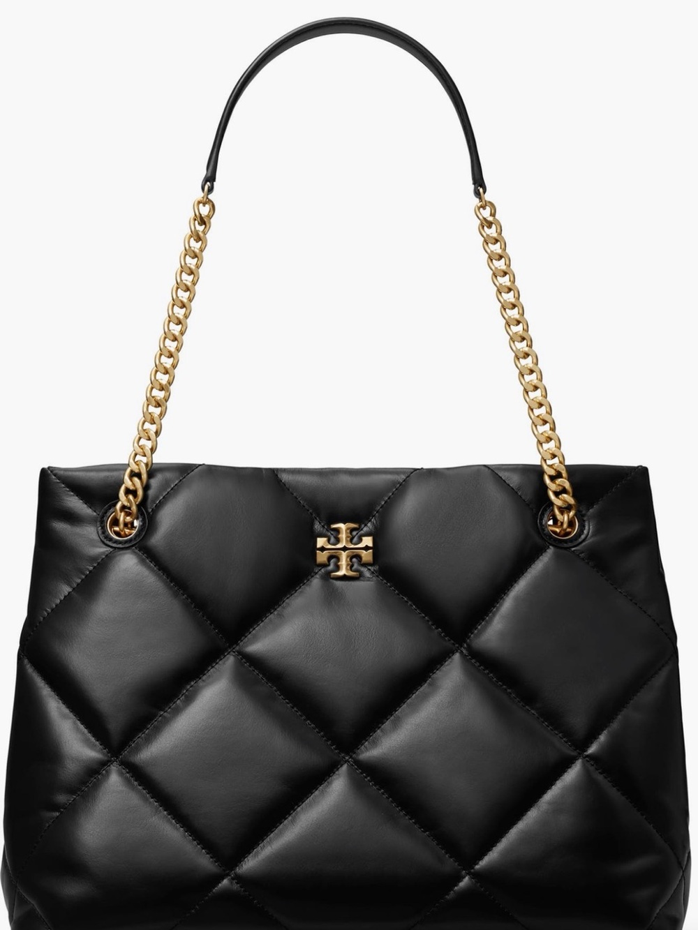 Tory Burch Black Kira Diamond quilted leather tote